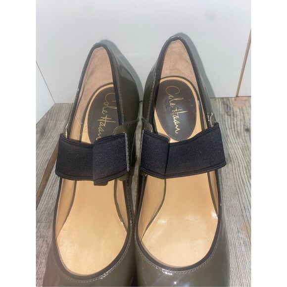 Cole Haan Patent Leather Mary Jane Pumps Women’s Size 9 Black Bow Strap High Hee - Picture 8 of 8